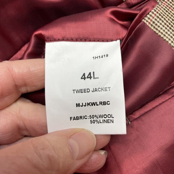 Joseph Turner Wool Linen Blazer Mens 44L Brown Tweed Surgeon Cuffs Portugal FLAW - Picture 5 of 14